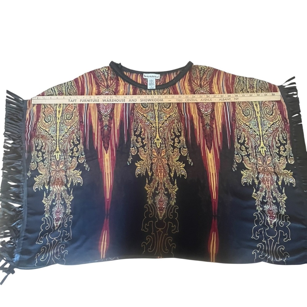 Seventh Avenue Blouse Sz 1X Fringe Sleeves Beachy Hippie Vacation Boho Plus Size - Picture 8 of 9